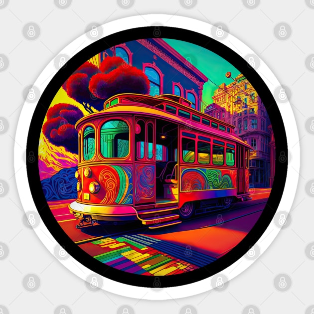 San Francisco Cable Car v3 (no text) Sticker by AI-datamancer